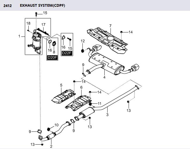 2425034111 Clamp CDPF Exhaust Pipe Korando C Catalytzed Diesel Particulate Filter Clamp